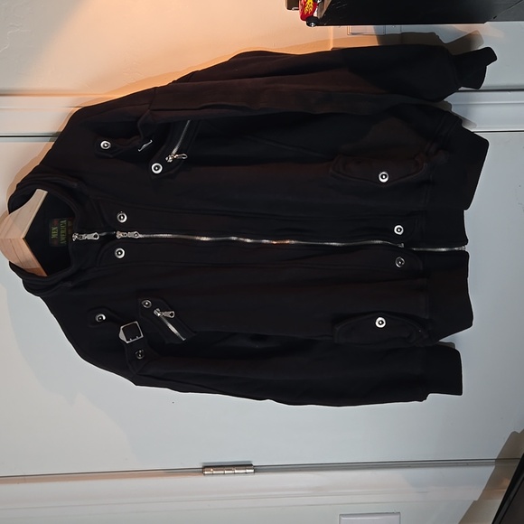 Men's America Black Double Zip Fleece Lined Hipster Jacket 2XL Black Coolest